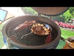 木炭は陶磁器のKamado 22インチの青く滑らかな表面BBQタケHandlleを焼く