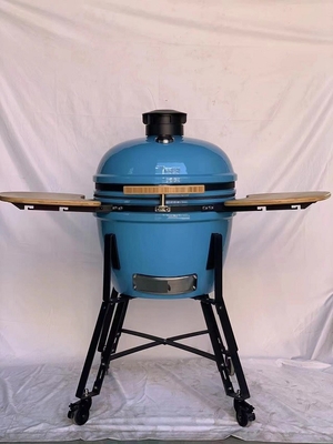 木炭は陶磁器のKamado 22インチの青く滑らかな表面BBQタケHandlleを焼く