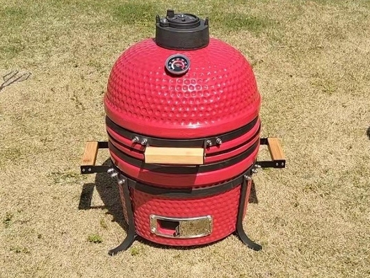 赤い艶をかけられた15インチのKamadoのグリルの喫煙者の陶磁器の木炭台所用品